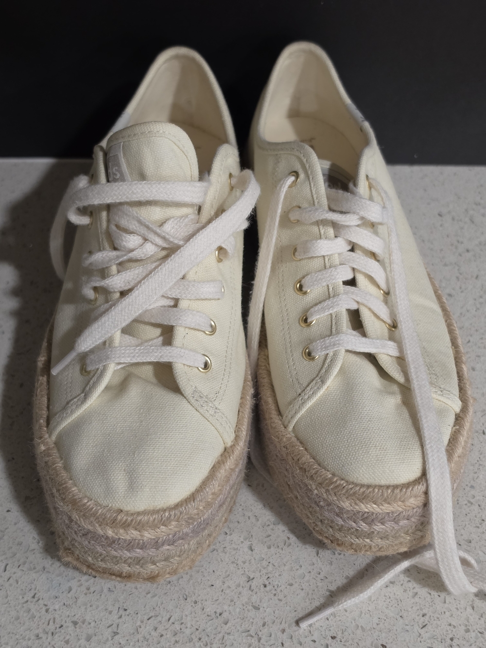 Women's Cream Canvas Platform Sneakers